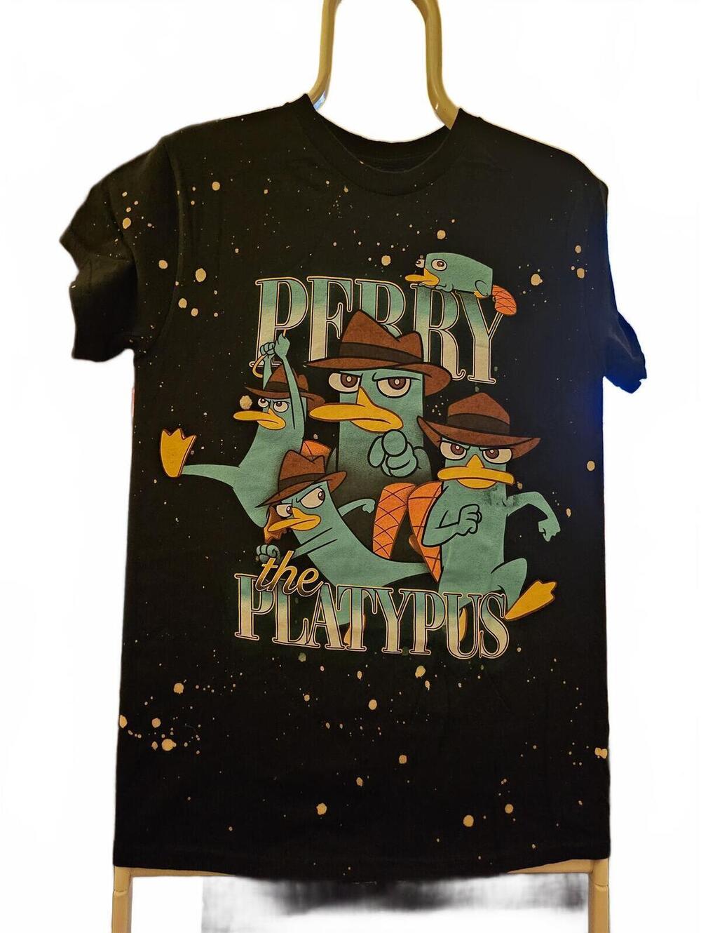 Disney Phineas And Ferb Perry Collage Splatter Dye T-Shirt - Mens S - NWOT